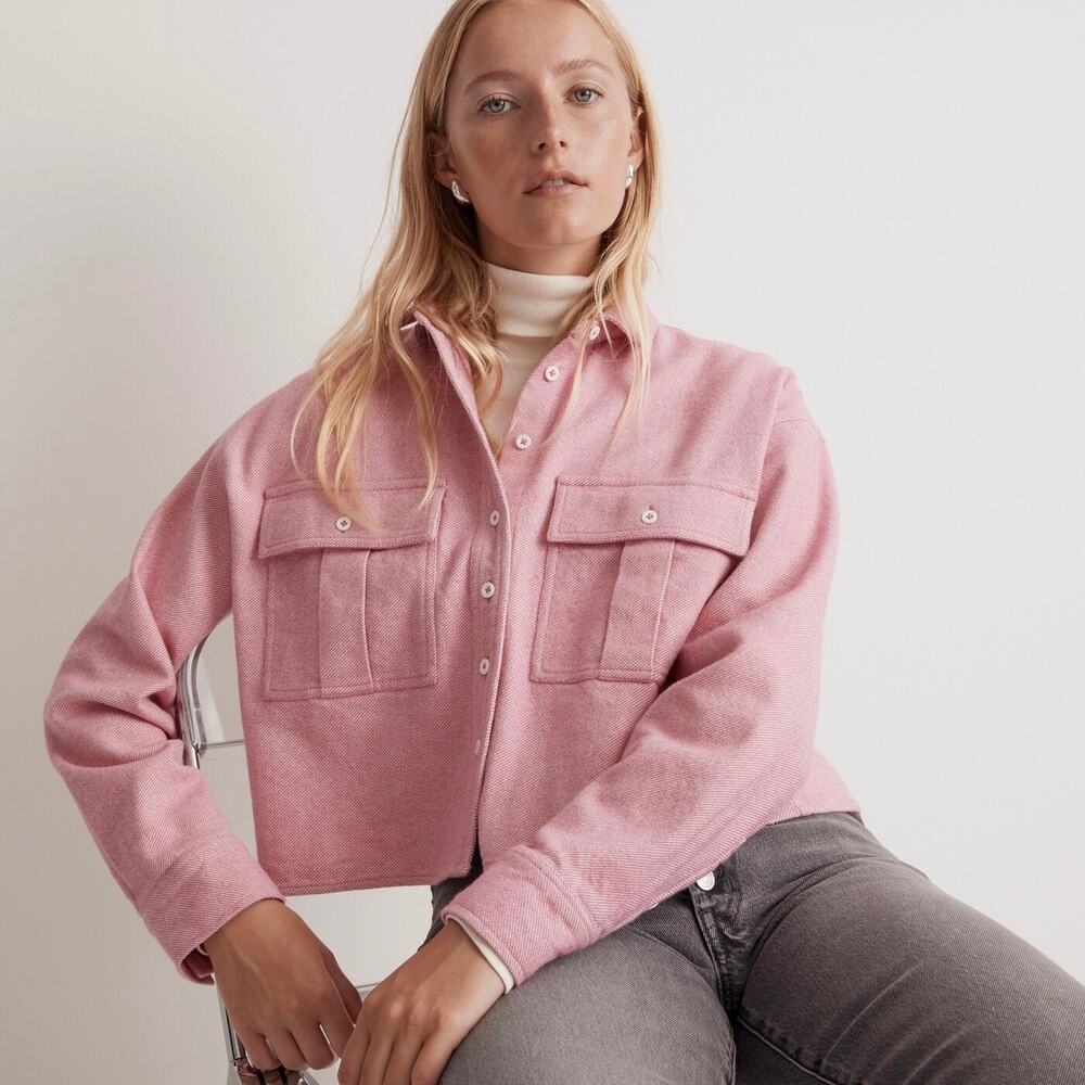 MADEWELL Flannel Cargo Button Up Shirt Nouveau Pink Melange Small S - Picture 11 of 11